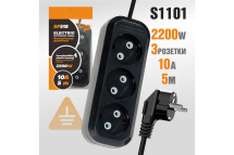 Сетевой удлинитель LP SF518 3 розетки, 10А, 2200Вт, 5м, черный