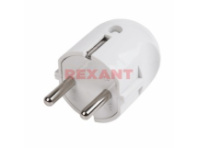 Вилка прямая 16А с/з, белый Rexant круг