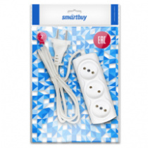 Сетевой удлинитель SmartBuy 3 розетки, 6А, 1300Вт, 1.5м, 2х0.75, белый